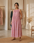 Blush Pink Sleeveless Pleated Kurta  AYLN008