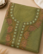Sage Green Suit with  pure Tissue Silk dupatta