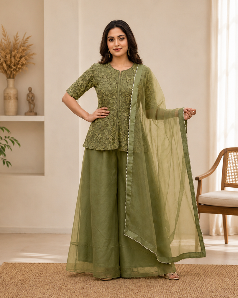 Dusty Olive hand worked PaLasso 3 piece set AYLN0017