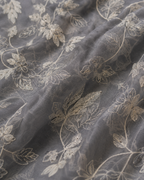 Charcoal Grey Mul Chanderi Embroidered Fabric