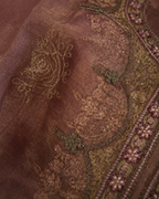 Mocha Mauve Suit with  pure Tissue Silk dupatta