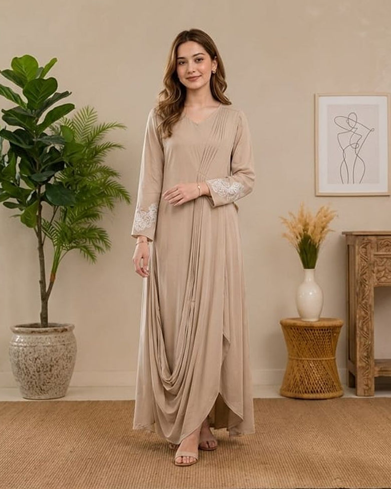 Modal Cowl gown with Applique AYLN0020