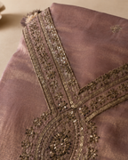 Dusty Mauve Rose pure soft tissue Suit with  pure Tissue Silk dupatta