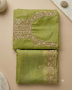 Dusty Mauve Chinon Unstitched Suit with Banarasi Weave Dupatta