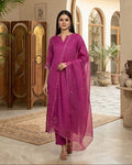 Majanta organza Cutworked 3 piece set AYLN0019