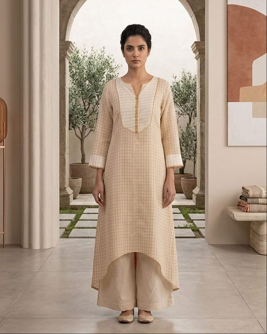 straight-cut high-low long kurta AYLN0046