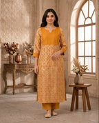 Straight-cut ethnic Tussar Silk kurti AYLIN0043