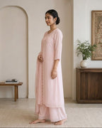 Peach Handworked Viscose Georgette 4-Piece Set AYLIN0037