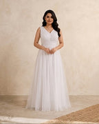 Classic White Soft Net Gown AYLN0033