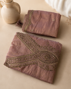 Dusty Mauve Rose pure soft tissue Suit with  pure Tissue Silk dupatta