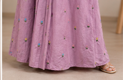 Floral Embroidery Pleated Dress