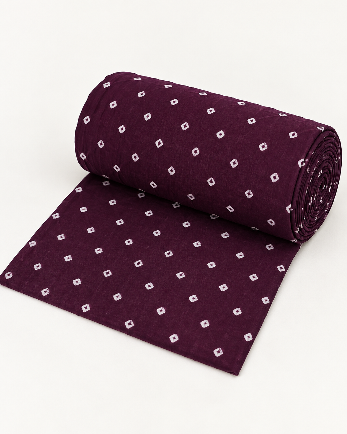 Deep Plum Fabric with Ivory Diamond Motifs