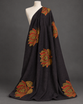 Charcoal Fabric with Rust and Mustard Floral Print