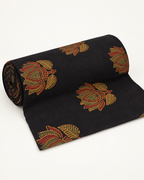 Charcoal Fabric with Rust and Mustard Floral Print