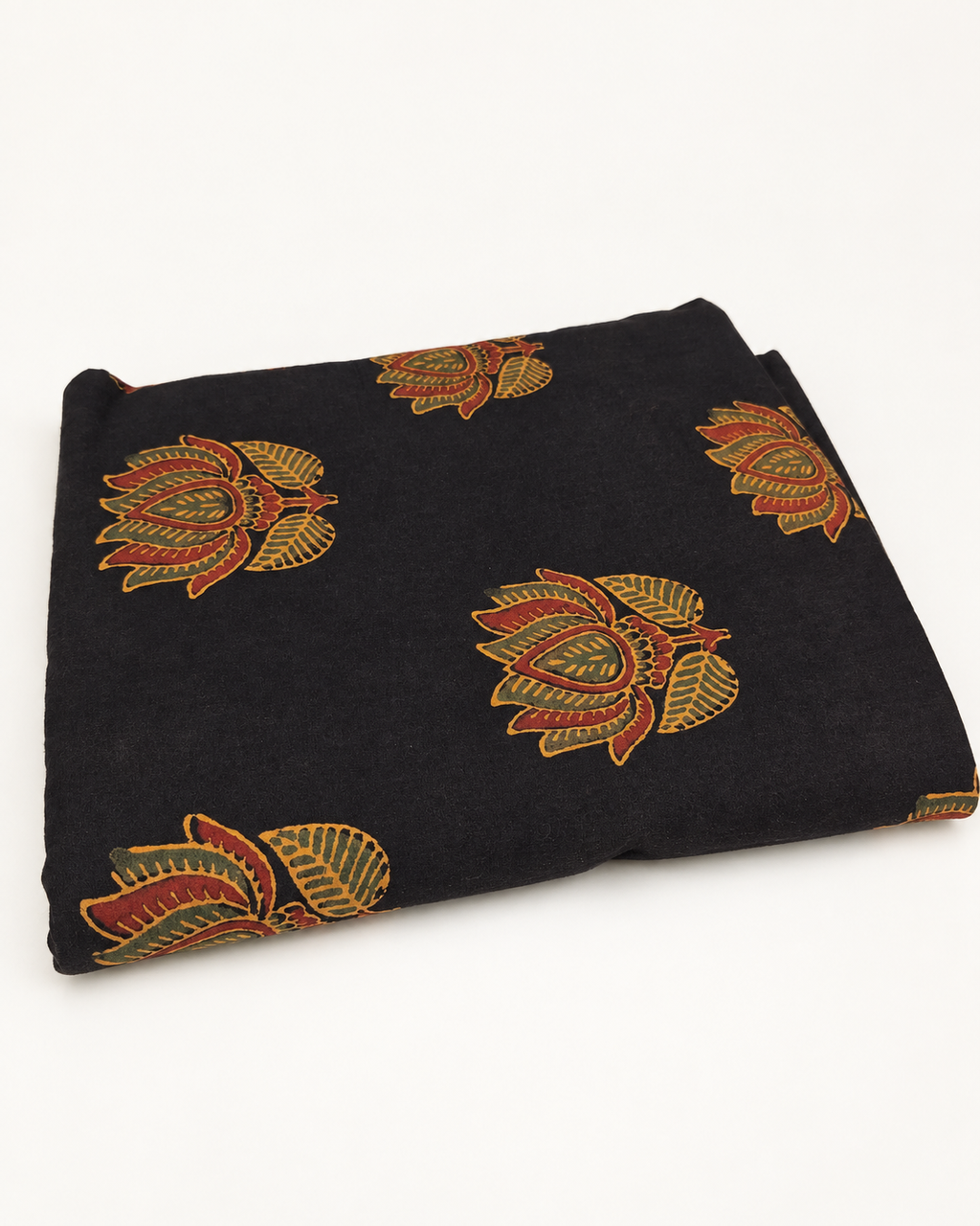 Charcoal Fabric with Rust and Mustard Floral Print