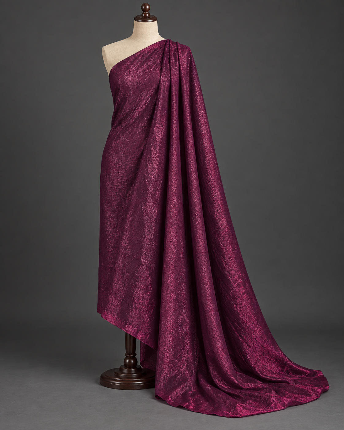 Deep Magenta Fabric with Tonal Abstract Pattern