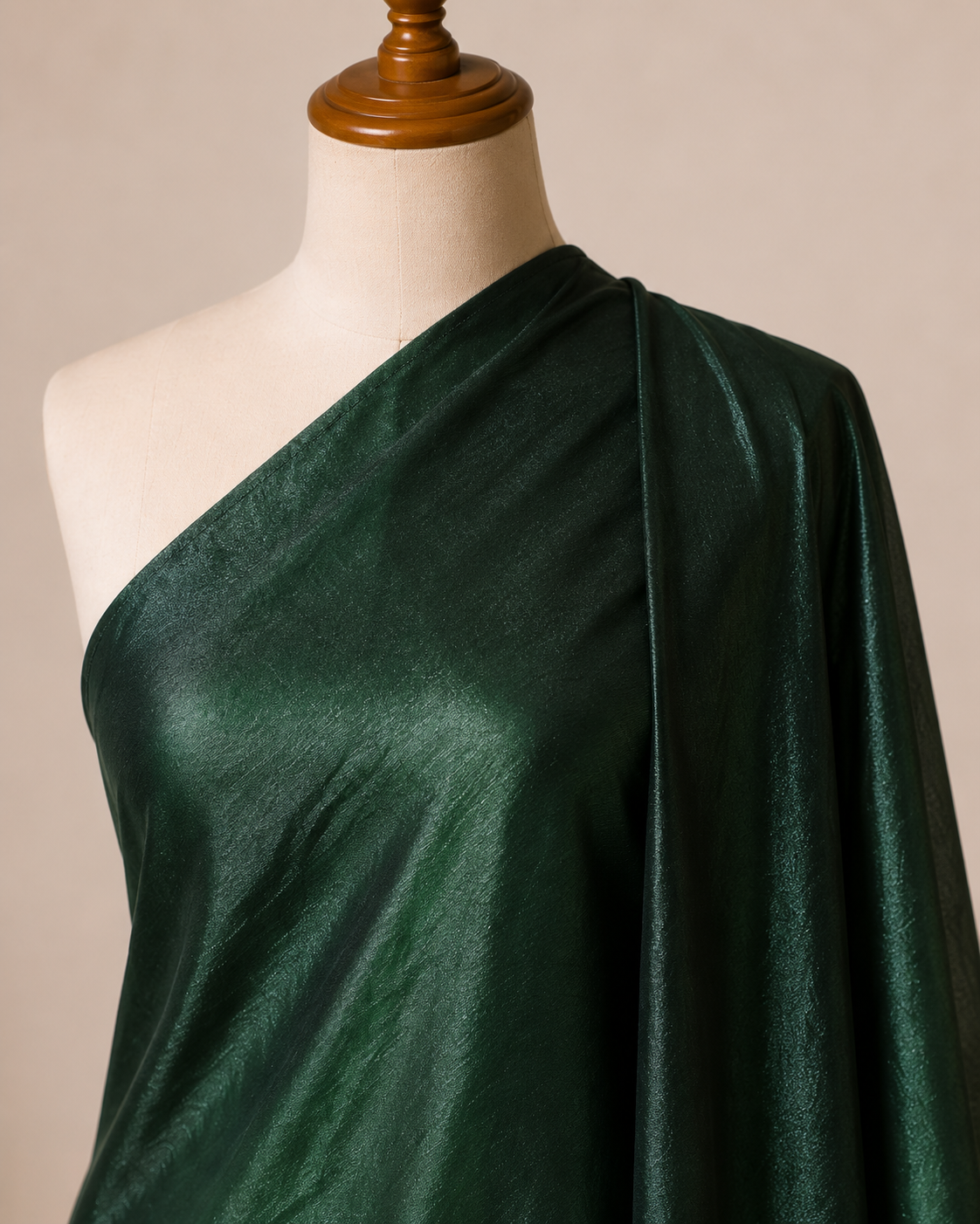 Deep Emerald Green Fabric with Lustrous Sheen