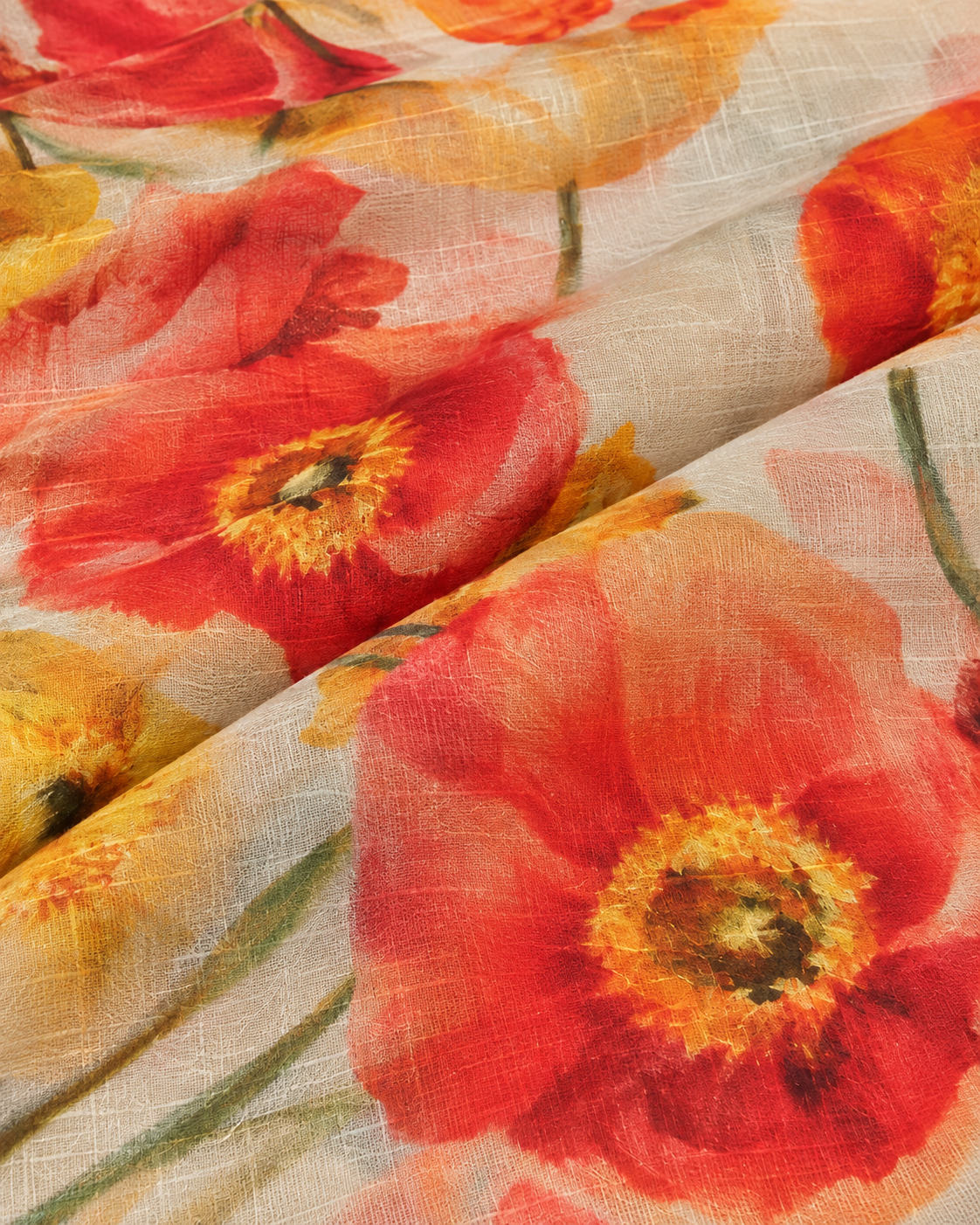Ivory Fabric with Vibrant Watercolor Florals