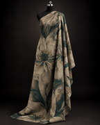 Beige and Deep Teal Oversized Floral Fabric