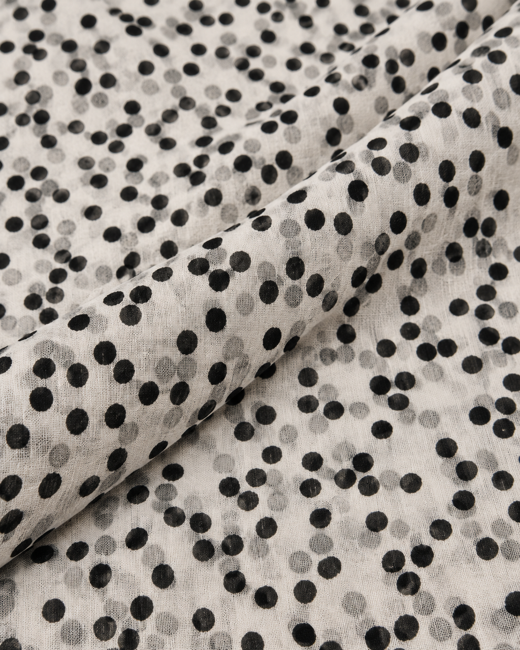 Ivory Black & Grey Abstract Spot Print Fabric