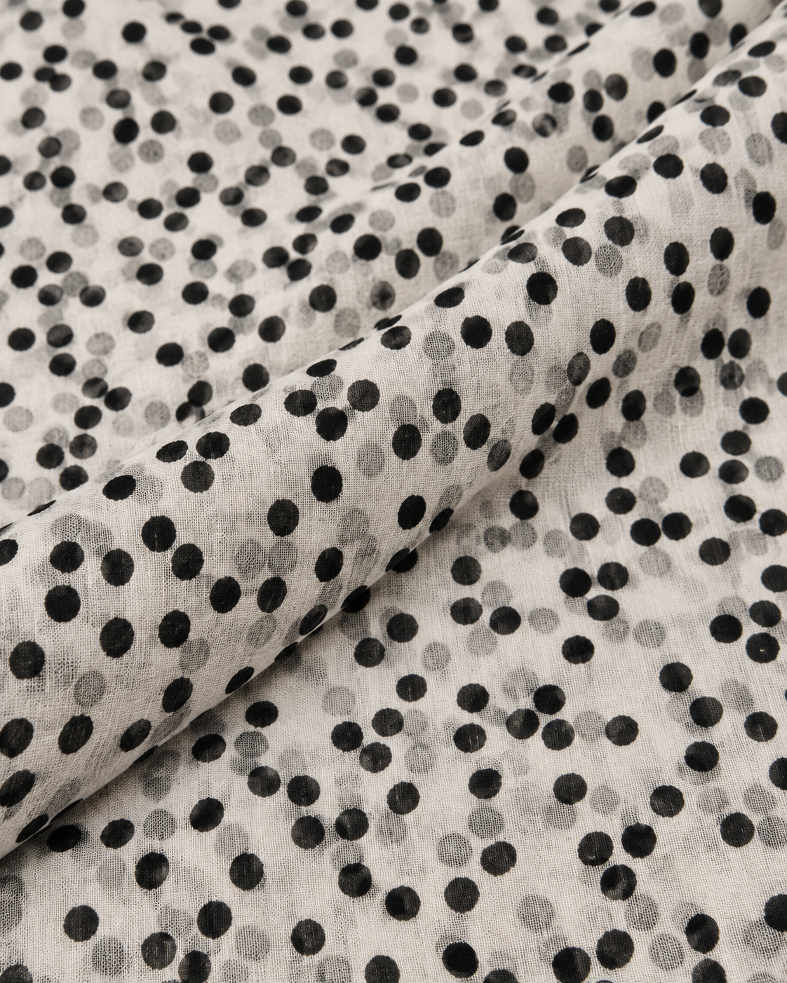 Ivory Black & Grey Abstract Spot Print Fabric