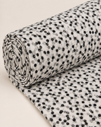 Ivory Black & Grey Abstract Spot Print Fabric