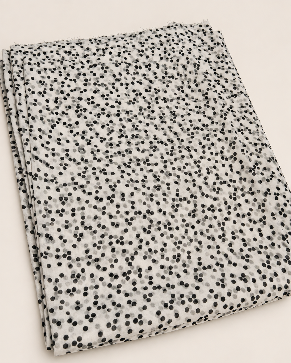 Ivory Black & Grey Abstract Spot Print Fabric