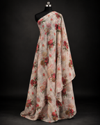 Ivory Multicolour Rose Floral Print Fabric