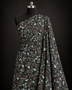 Black Floral Print Fabric