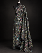 Black Floral Print Fabric
