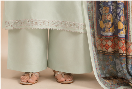 Pastel Mint Green Heavy embroidery worked yoke 3 pic set AYLIN0028