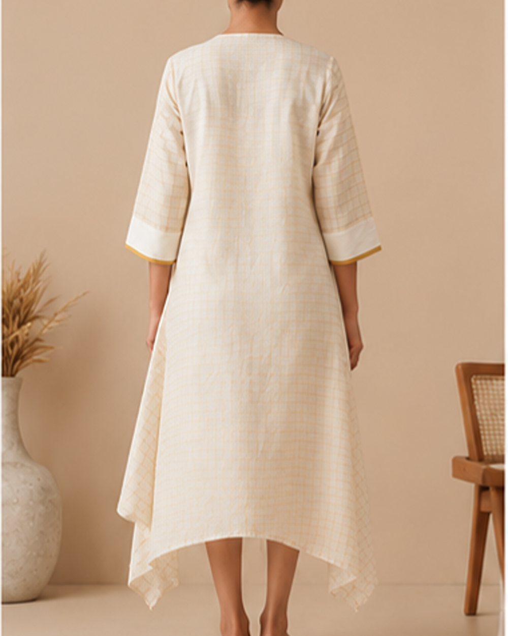 straight-cut high-low long kurta AYLN0046
