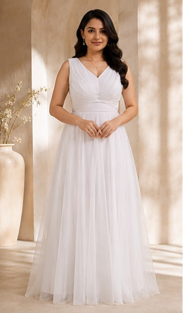 Classic White Soft Net Gown AYLN0033