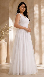 Classic White Soft Net Gown AYLN0033
