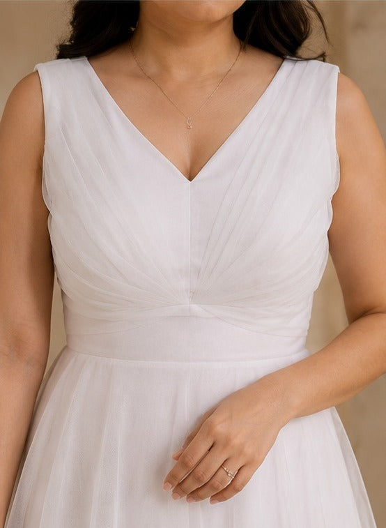 Classic White Soft Net Gown AYLN0033