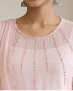Peach Handworked Viscose Georgette 4-Piece Set AYLIN0037