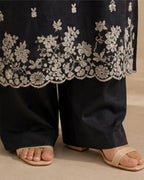 Charcoal Black with Ivory Embroidery Set AYLIN0038