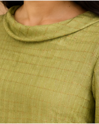 Sage green textured A-line elegant 2-side cowl dress AYLIN0040