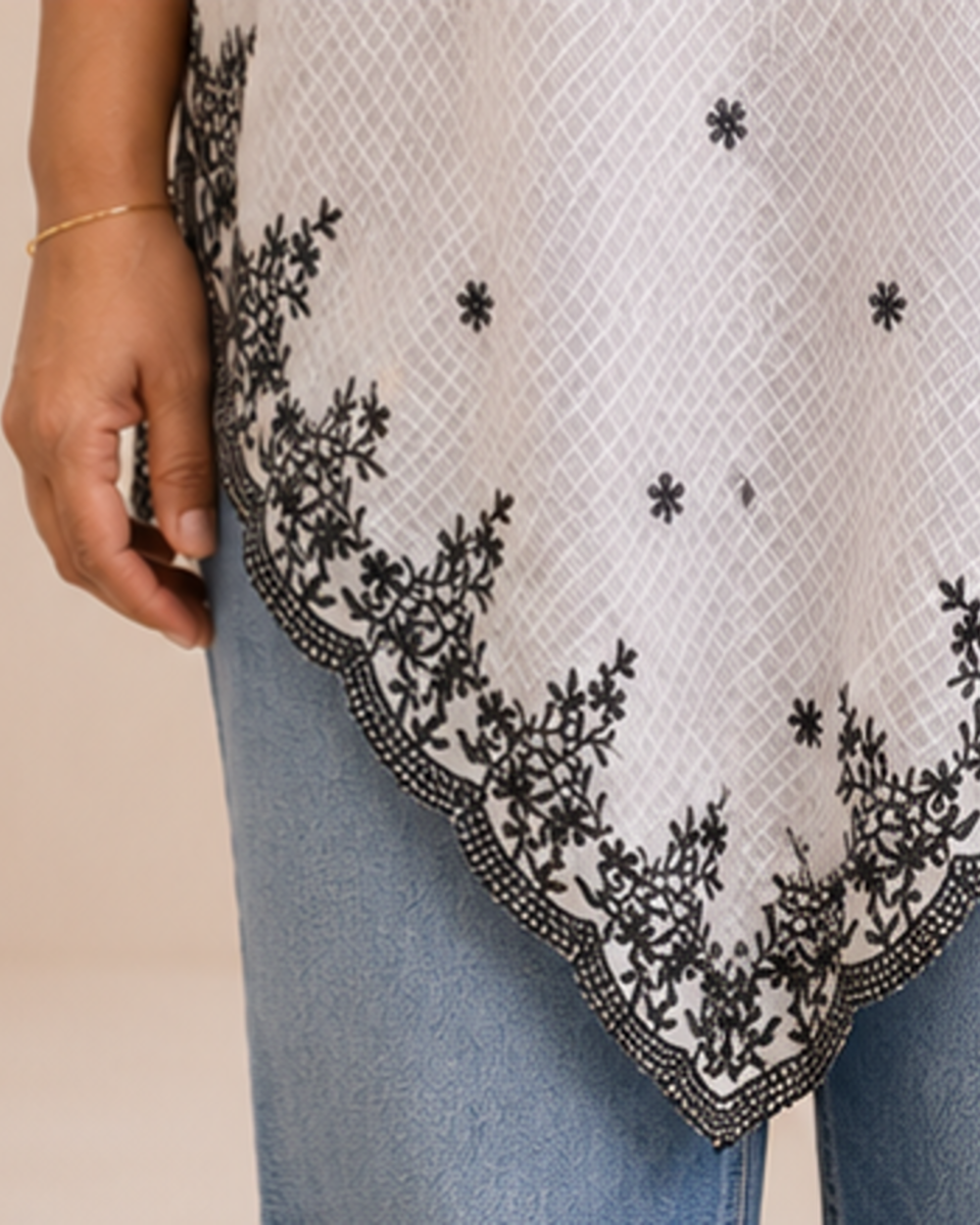 Premium Embroidered Cotton Kota Kaftan  AYLIN0041