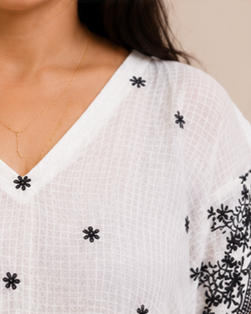 Premium Embroidered Cotton Kota Kaftan  AYLIN0041