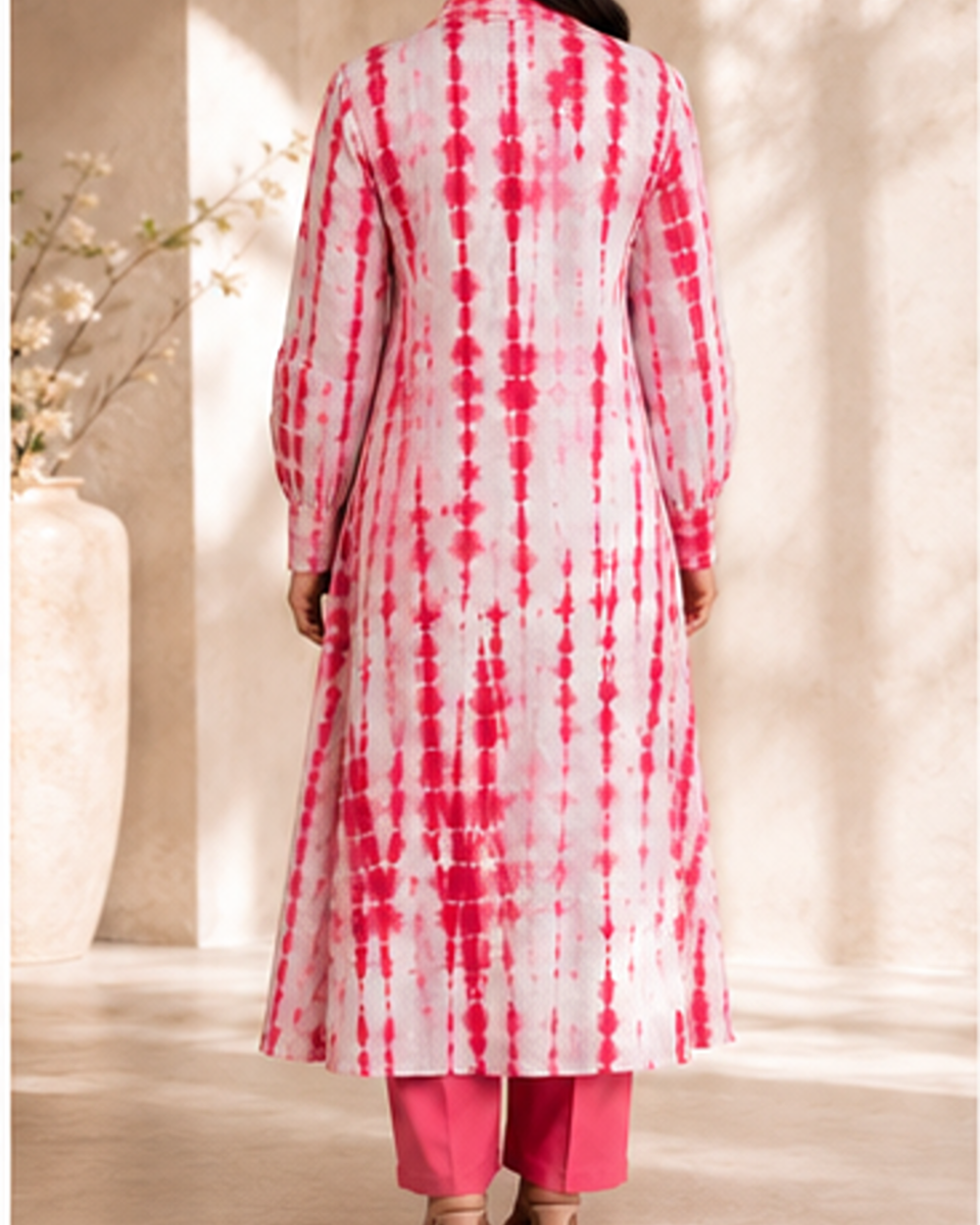 Pink Tie-Dye Flared Kurta AYLIN0042