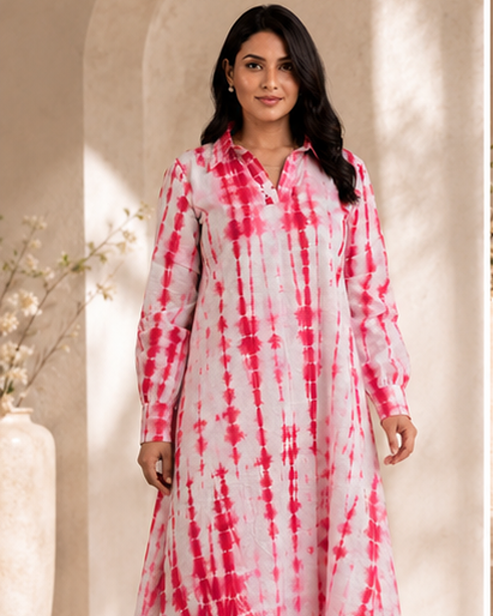Pink Tie-Dye Flared Kurta AYLIN0042