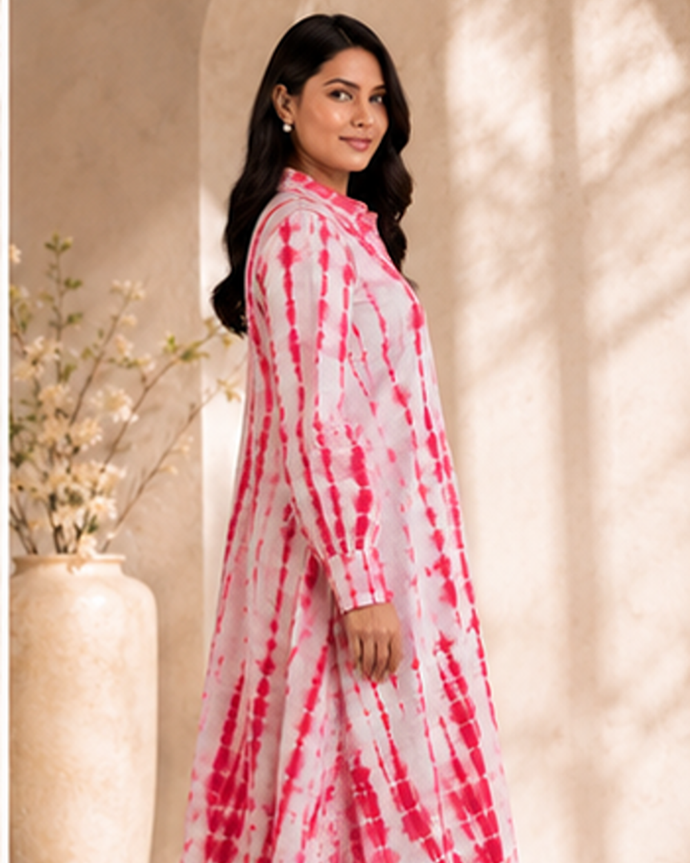 Pink Tie-Dye Flared Kurta AYLIN0042