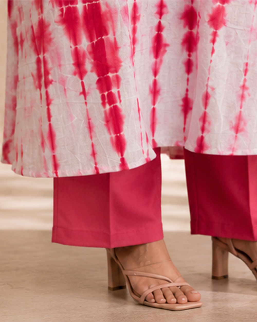 Pink Tie-Dye Flared Kurta AYLIN0042