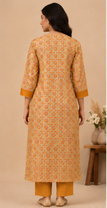 Straight-cut ethnic Tussar Silk kurti AYLIN0043