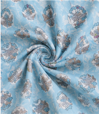 light blue, printed cotton A-line kurta (top) AYLIN0044