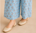 light blue, printed cotton A-line kurta (top) AYLIN0044