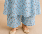 light blue, printed cotton A-line kurta (top) AYLIN0044