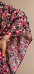 Elegant printed kaftan set featuring flowy sleeves, AYLIN0045