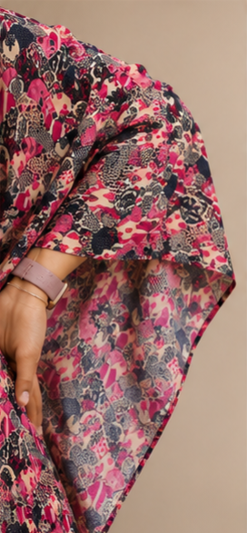 Elegant printed kaftan set featuring flowy sleeves, AYLIN0045